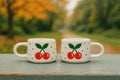 Cherry Mugs — Set of 2 Handmade Ceramic Mugs